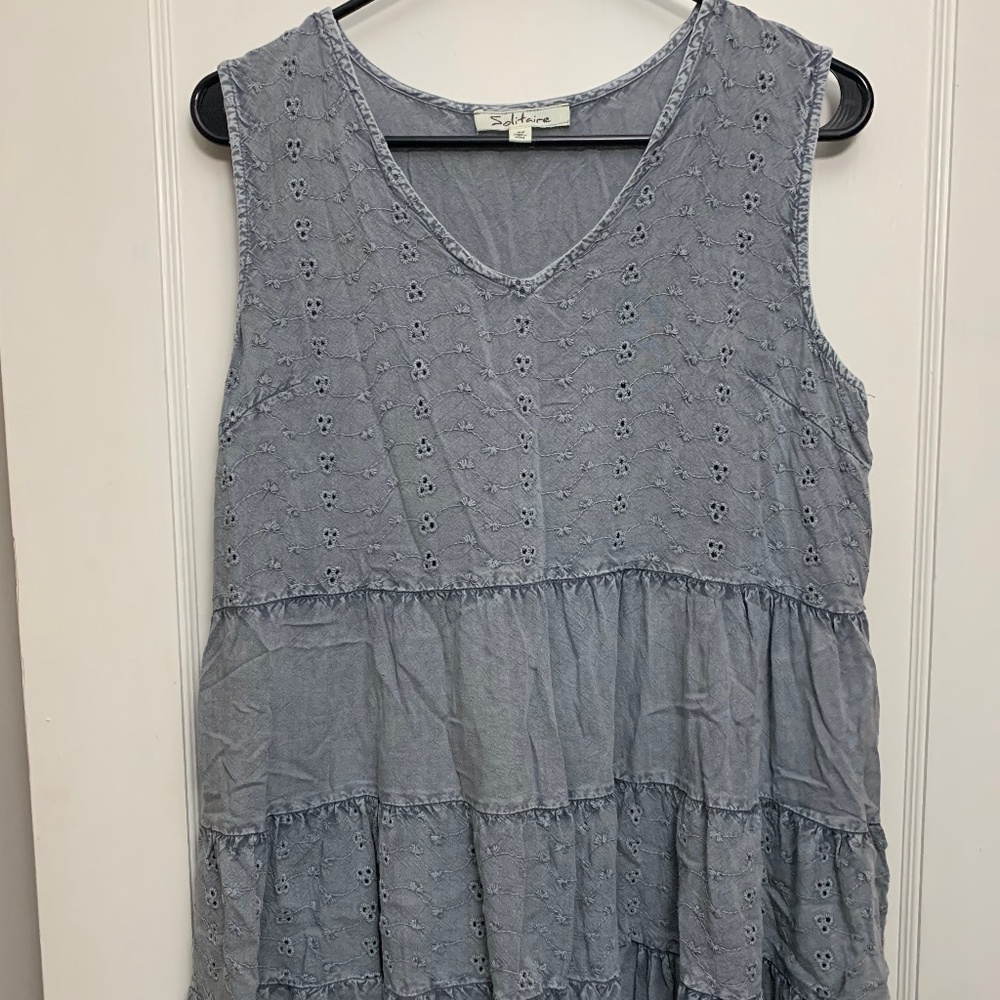 SOLITAIRE Blue/gray rayon tank